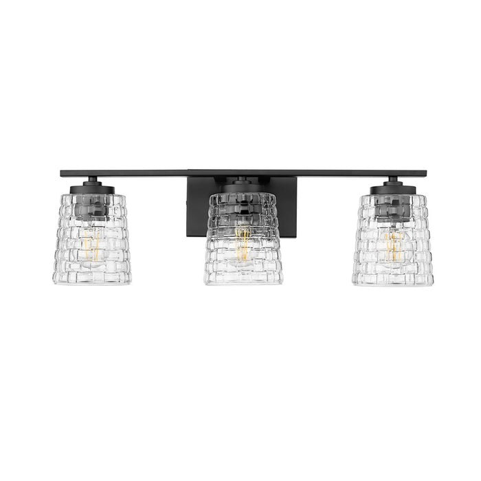 Millennium Lighting Saben 3Lt Vanity, Black/Clear - 22103-MB