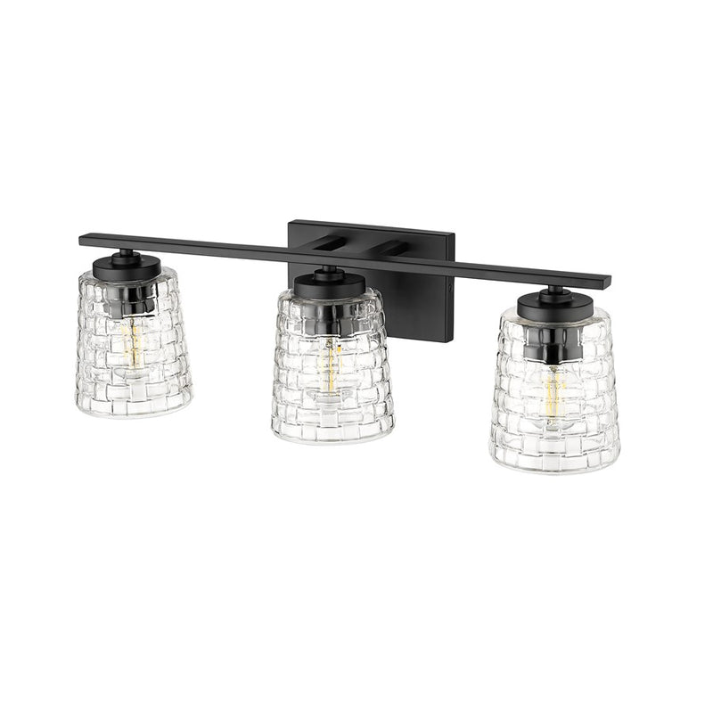 Millennium Lighting Saben 3Lt Vanity, Black/Clear