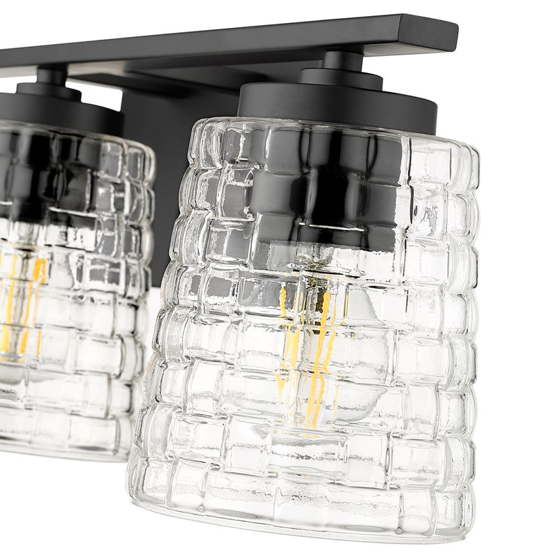 Millennium Lighting Saben 3Lt Vanity, Black/Clear