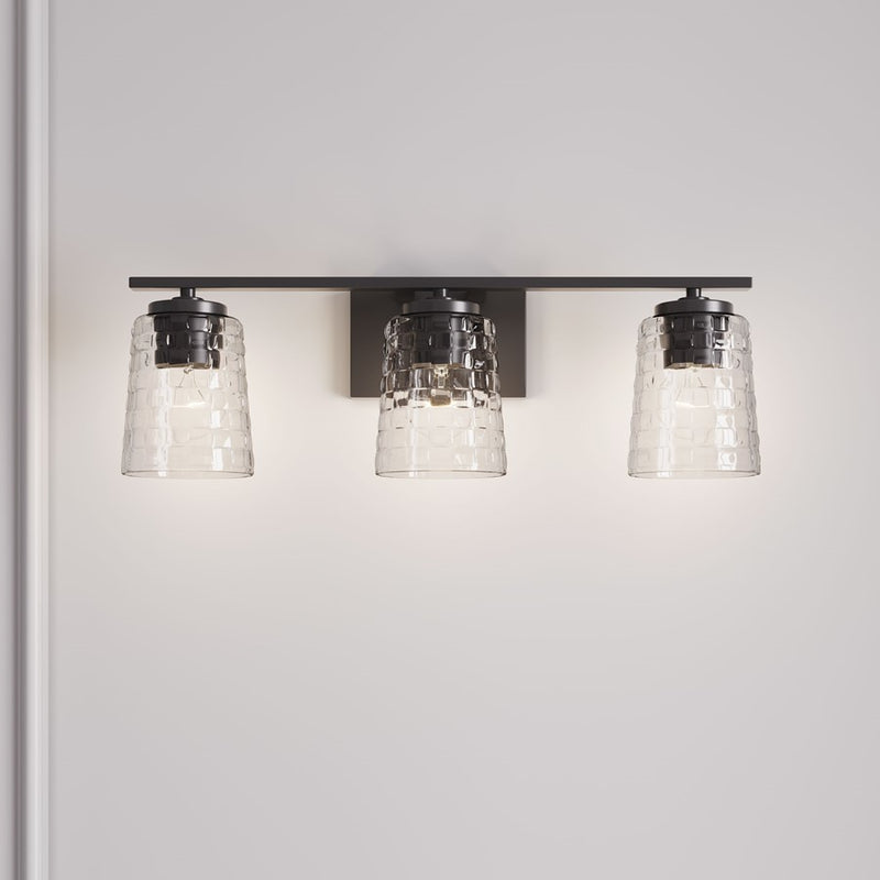 Millennium Lighting Saben 3Lt Vanity, Black/Clear