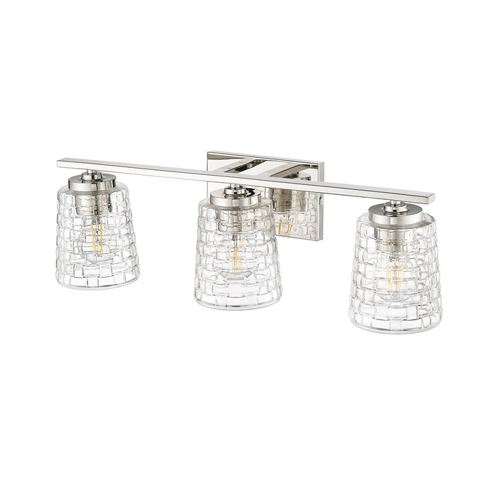Millennium Lighting Saben 3Lt Vanity, Polished Nickel/Clear