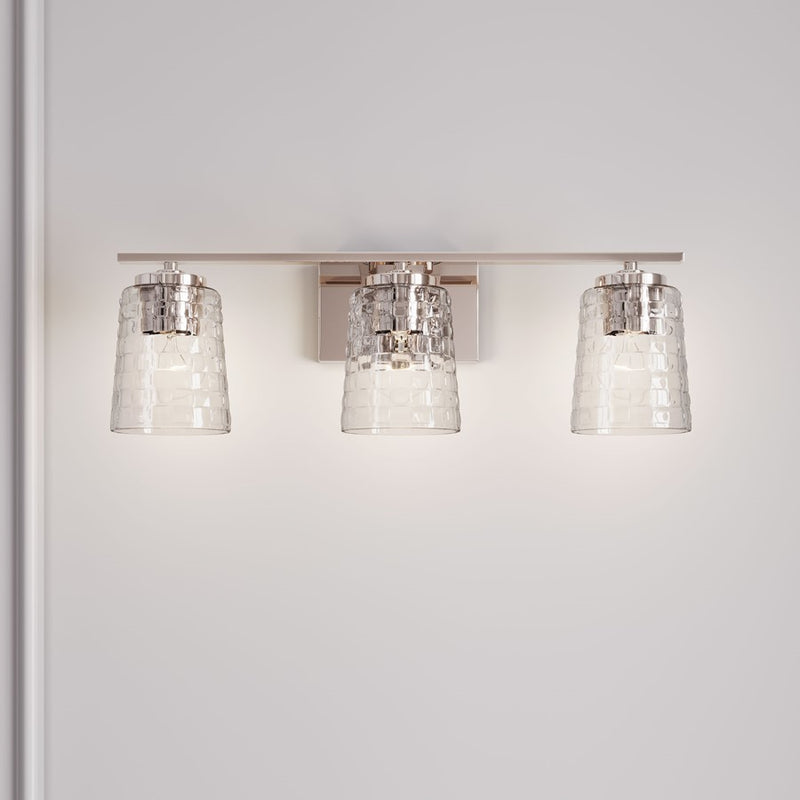 Millennium Lighting Saben 3Lt Vanity, Polished Nickel/Clear