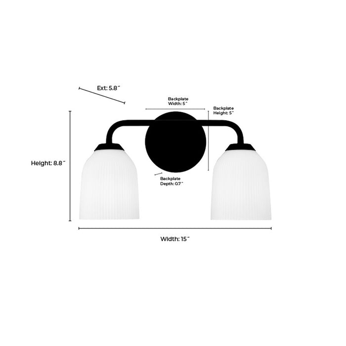 Millennium Lighting Norah 2Lt Vanity, Black