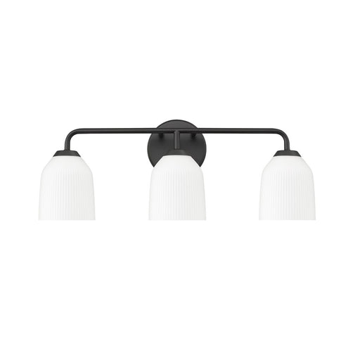 Millennium Lighting Norah 3Lt Vanity, Black/Opal Ribbed - 22303-MB