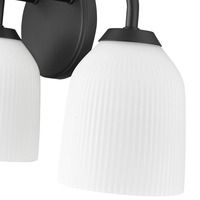 Millennium Lighting Norah 3Lt Vanity, Black/Opal Ribbed