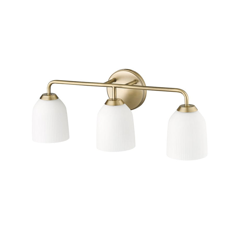 Millennium Lighting Norah 3Lt Vanity, Vintage Brass/Opal Ribbed