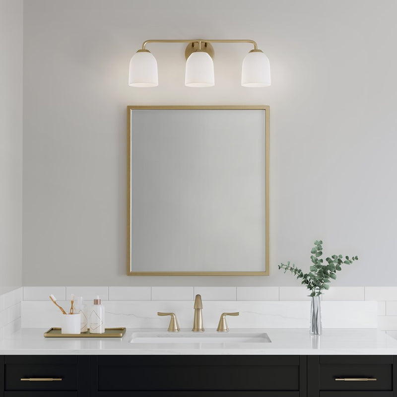 Millennium Lighting Norah 3Lt Vanity, Vintage Brass/Opal Ribbed