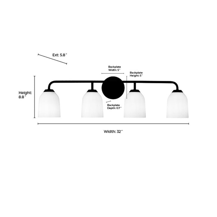 Millennium Lighting Norah 4Lt Vanity, Vintage Brass