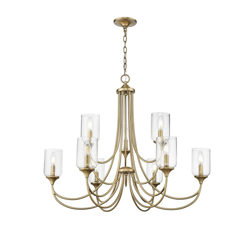Millennium Lighting Waddingham 9Lt Chandelier, Vintage Brass