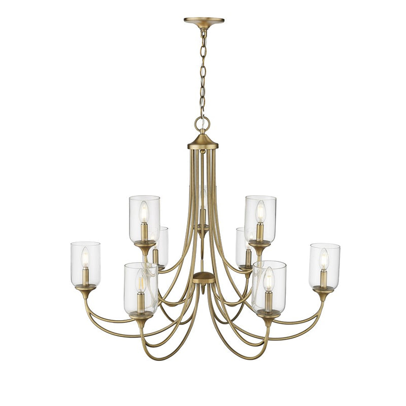 Millennium Lighting Waddingham 9Lt Chandelier, Vintage Brass