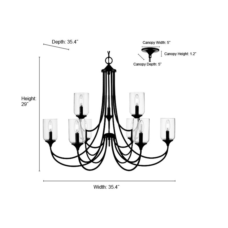 Millennium Lighting Waddingham 9Lt Chandelier, Vintage Brass
