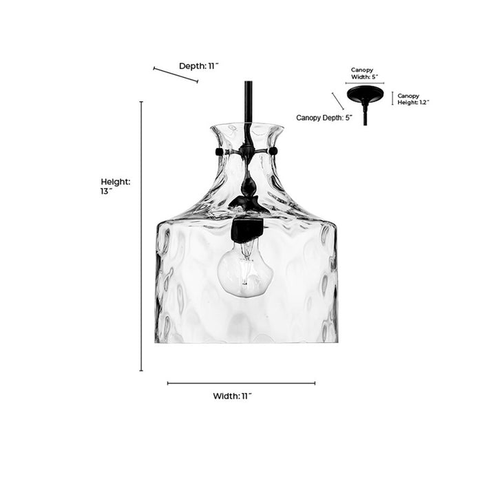 Millennium Lighting Santorini 1Lt Pendant, Black