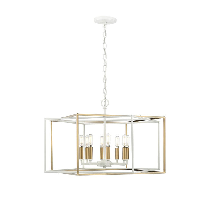 Millennium Lighting Lowe 8Lt Pendant, White/Vintage Brass - 22608-MW-VB