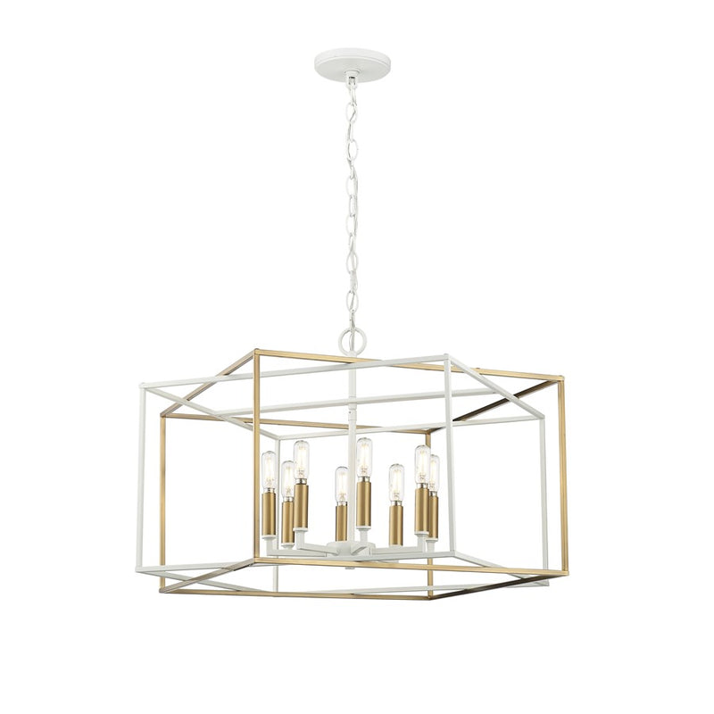 Millennium Lighting Lowe 8Lt Pendant, White/Vintage Brass