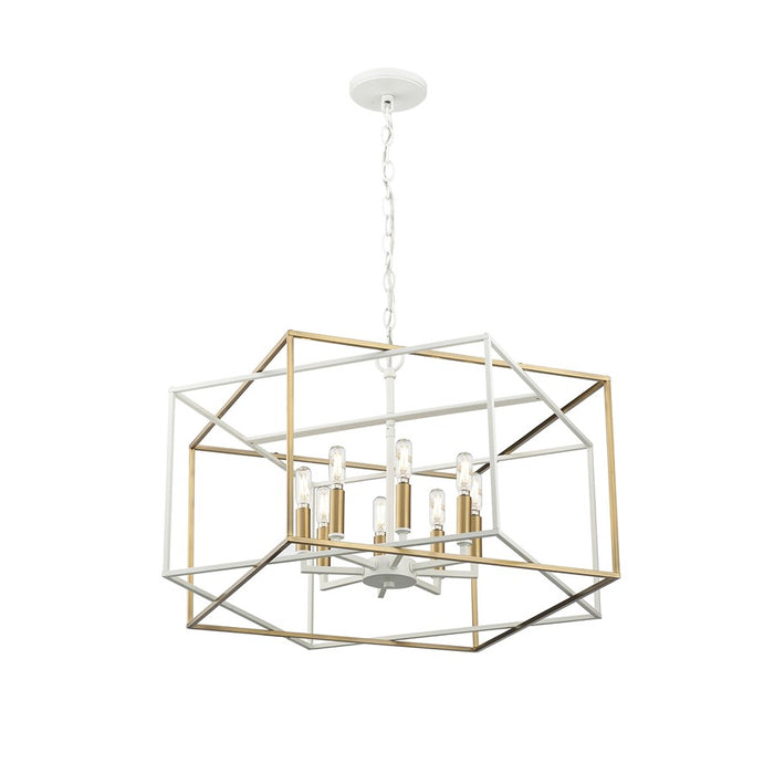 Millennium Lighting Lowe 8Lt Pendant, White/Vintage Brass