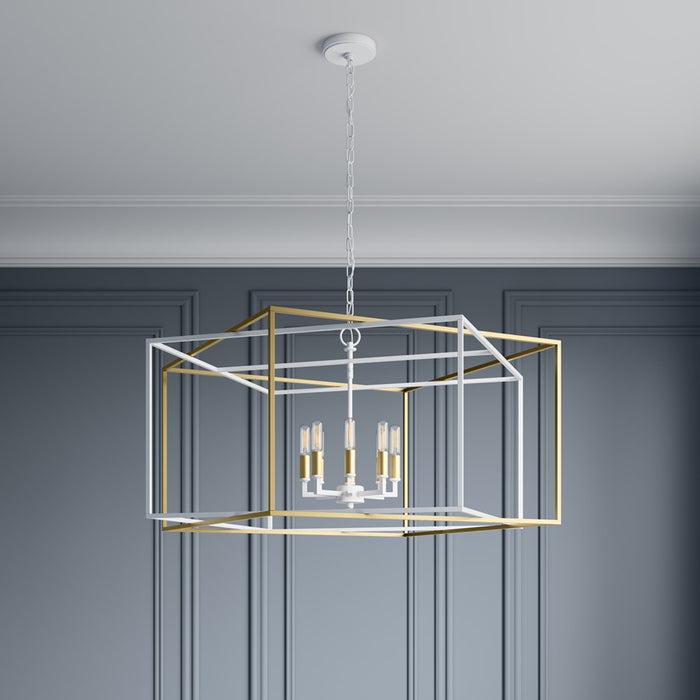 Millennium Lighting Lowe 8Lt Pendant, White/Vintage Brass