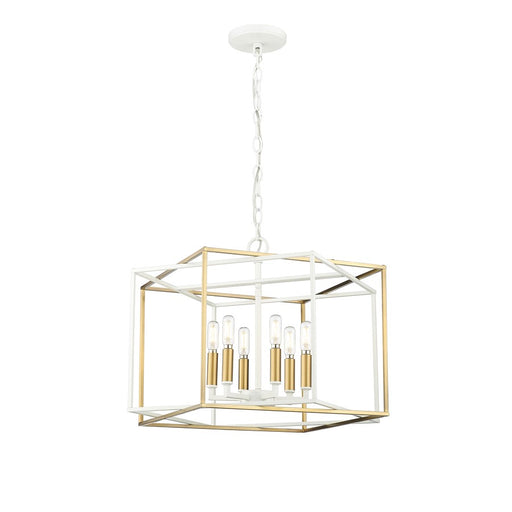 Millennium Lighting Lowe 6Lt Pendant, White/Vintage Brass