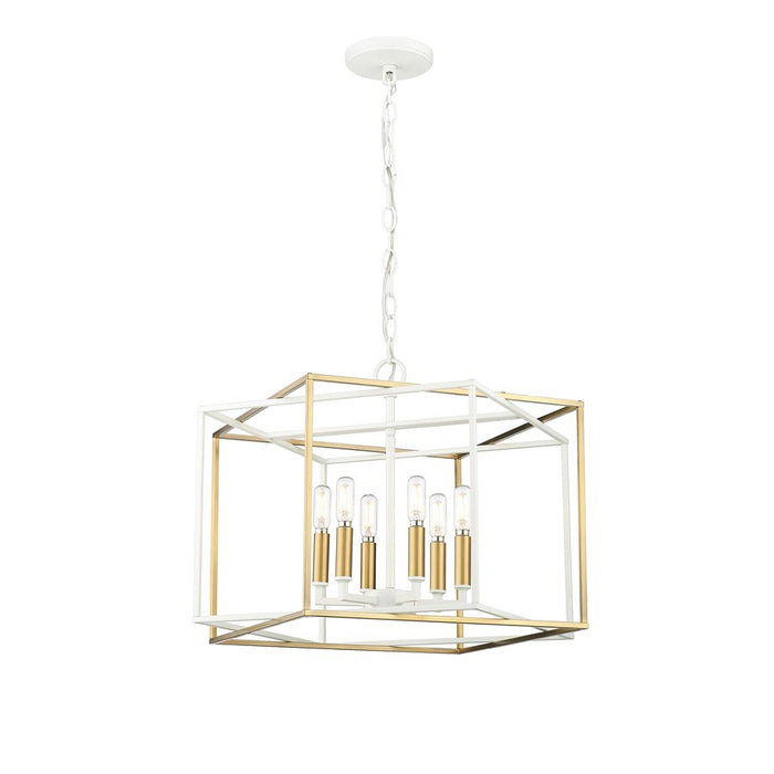Millennium Lighting Lowe 6Lt Pendant, White/Vintage Brass
