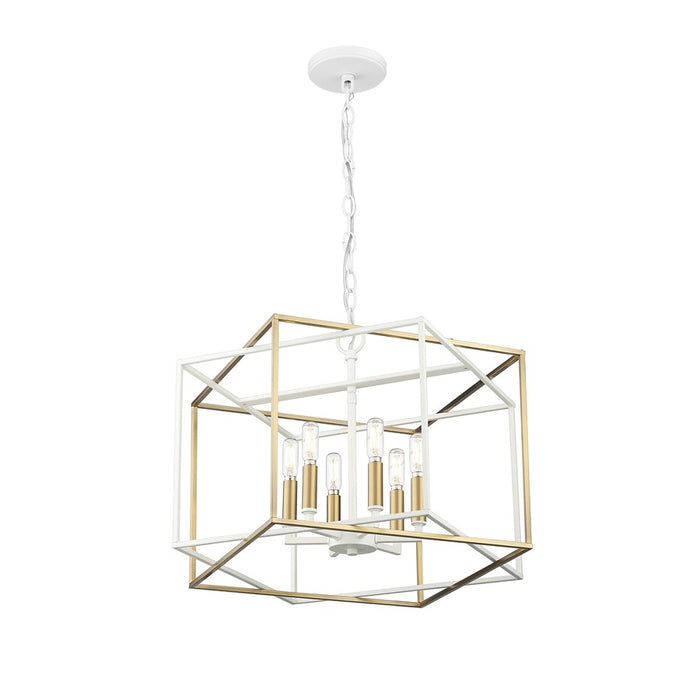 Millennium Lighting Lowe 6Lt Pendant, White/Vintage Brass