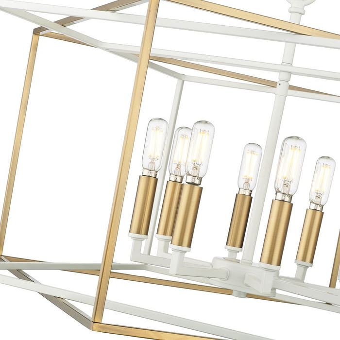 Millennium Lighting Lowe 6Lt Pendant, White/Vintage Brass