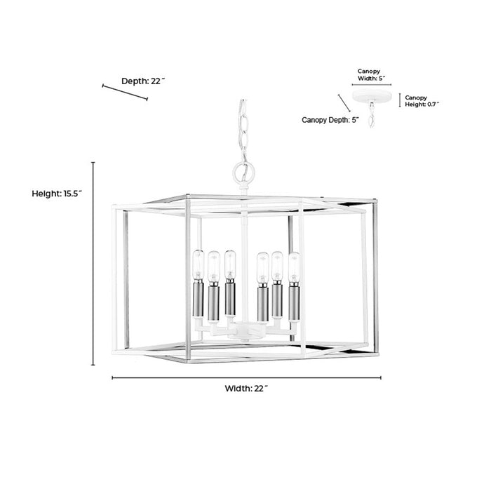 Millennium Lighting Lowe 6Lt Pendant, White/Vintage Brass
