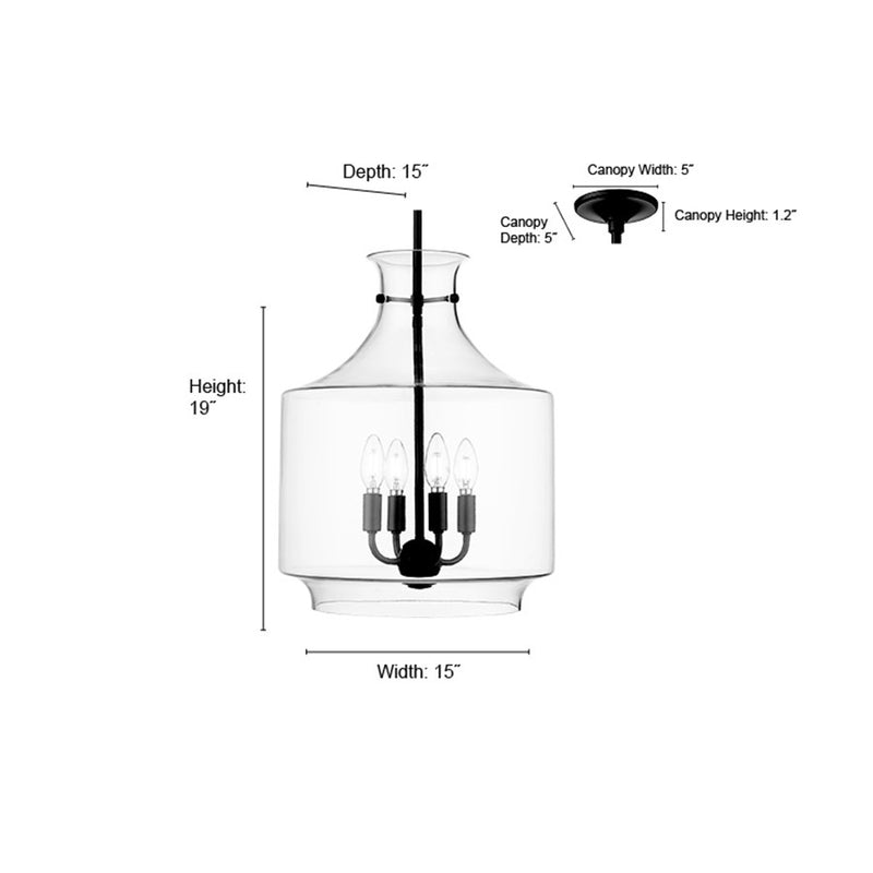 Millennium Lighting Mahannah 4Lt Pendant, Black