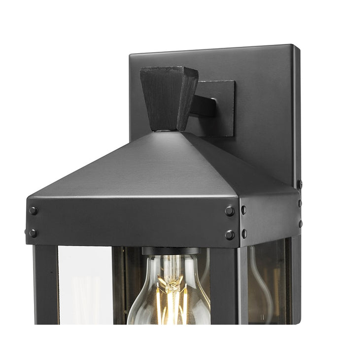 Millennium Lighting Yates 1Lt 14" Outdoor Wall Sconce, Black/Clear