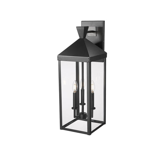Millennium Lighting Yates 3Lt 26" Outdoor Wall Sconce, Black/Clear - 22903-PBK
