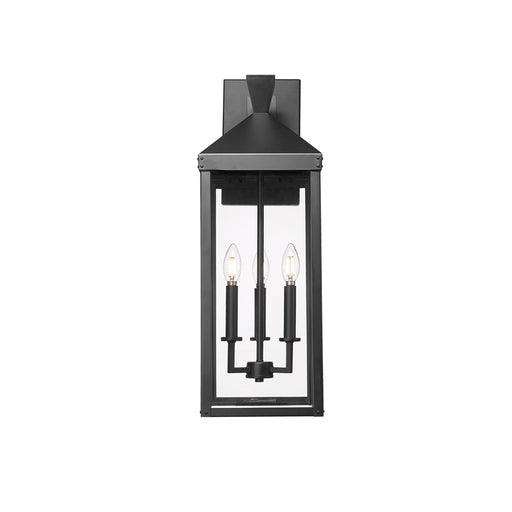 Millennium Lighting Yates 3Lt 26" Outdoor Wall Sconce, Black/Clear