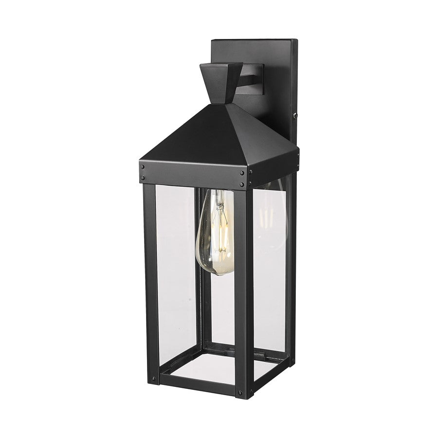 Millennium Lighting Yates 1Lt 17" Outdoor Wall Sconce, Black/Clear - 22911-PBK