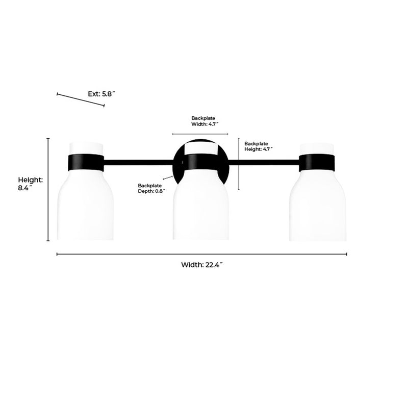 Millennium Lighting Corella 3Lt Vanity, Polished Nickel