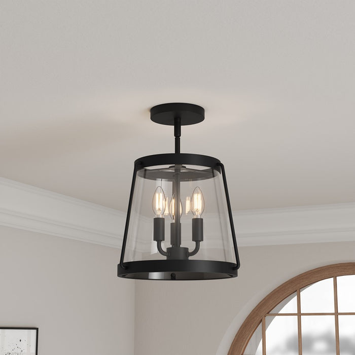 Millennium Lighting Adabella 3Lt Semi Flush Mount, Black/Clear