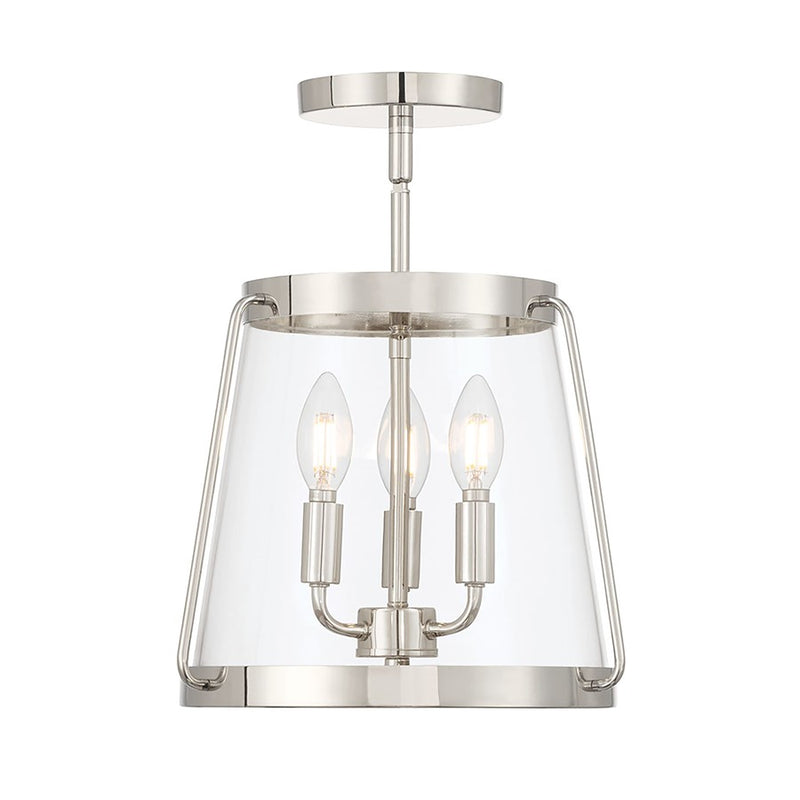 Millennium Adabella 3Lt Semi Flush Mount, Nickel/Clear