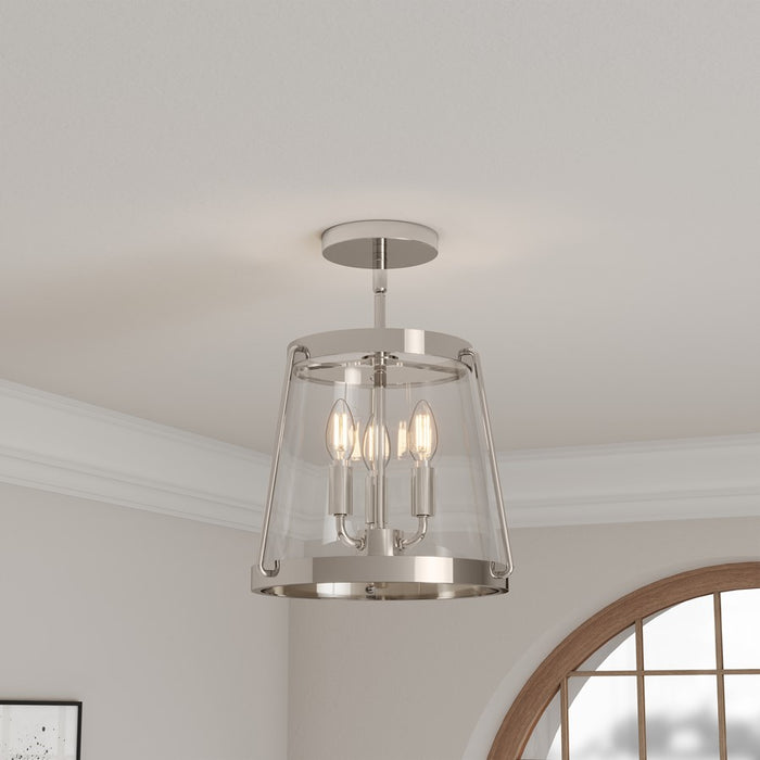 Millennium Adabella 3Lt Semi Flush Mount, Nickel/Clear