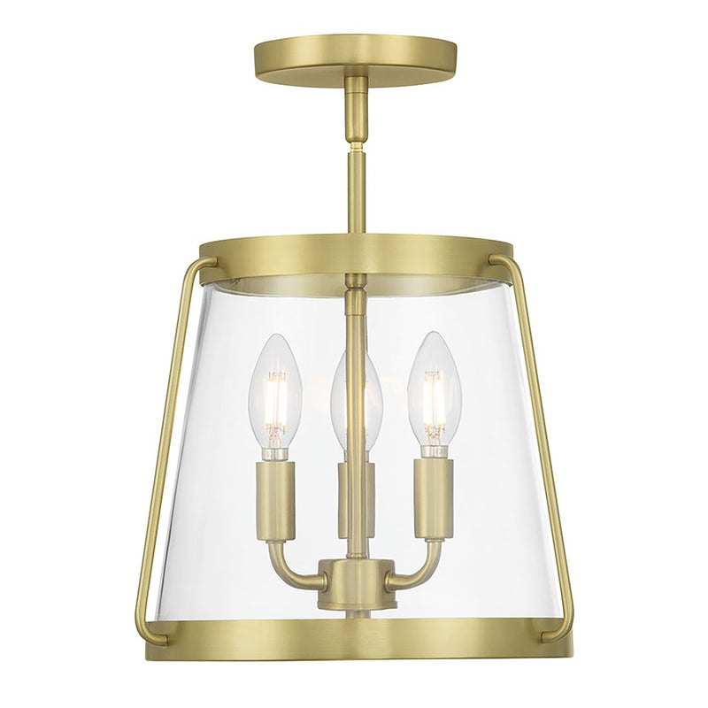 Millennium Lighting Adabella 3Lt Semi Flush Mount, Brass/Clear