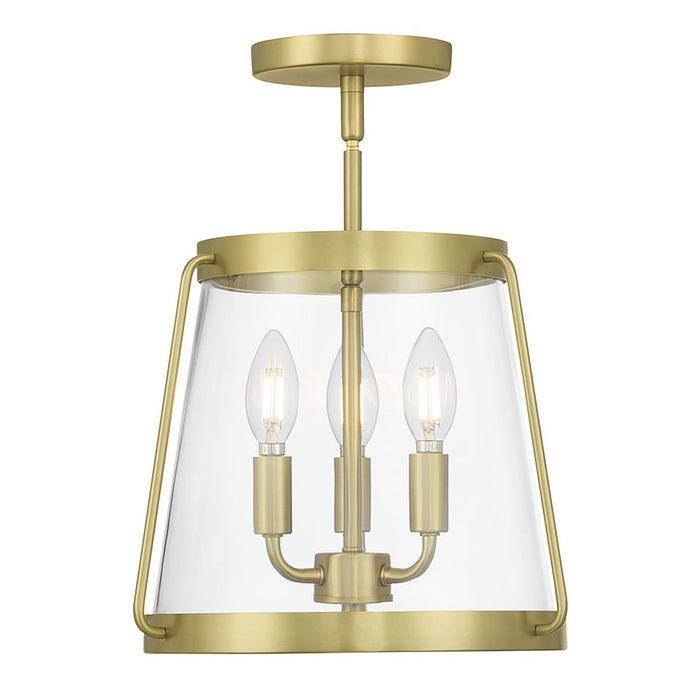 Millennium Lighting Adabella 3Lt Semi Flush Mount, Brass/Clear