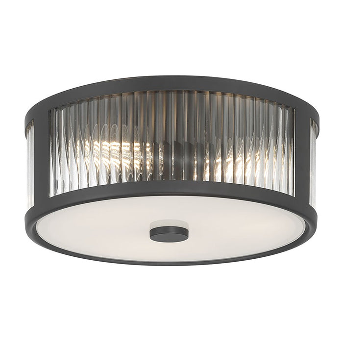 Millennium Lighting Ardezia 3Lt Flush Mount, Matte Black/Clear Ribbed - 23203-MB