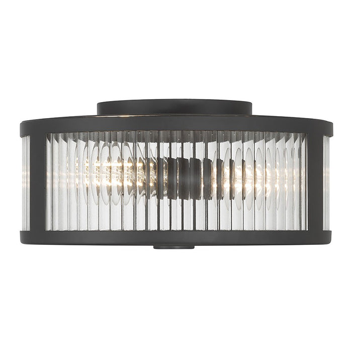 Millennium Lighting Ardezia 3Lt Flush Mount, Matte Black/Clear Ribbed