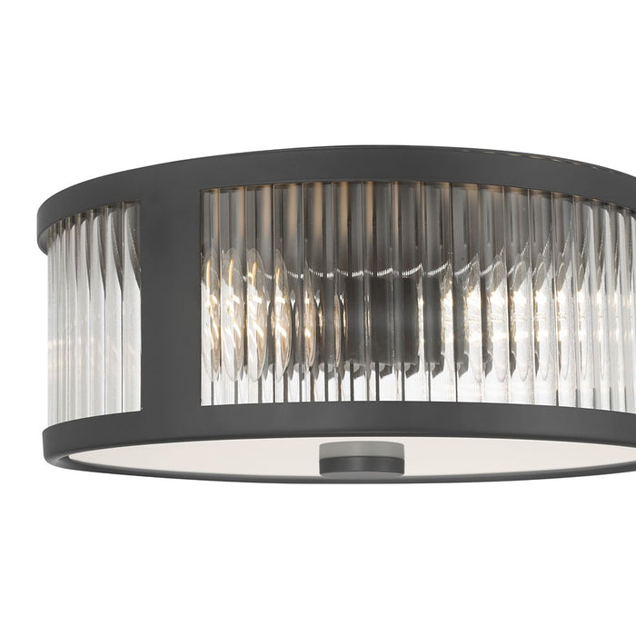 Millennium Lighting Ardezia 3Lt Flush Mount, Matte Black/Clear Ribbed