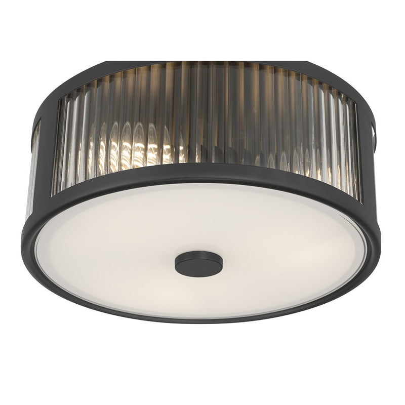 Millennium Lighting Ardezia 3Lt Flush Mount, Matte Black/Clear Ribbed