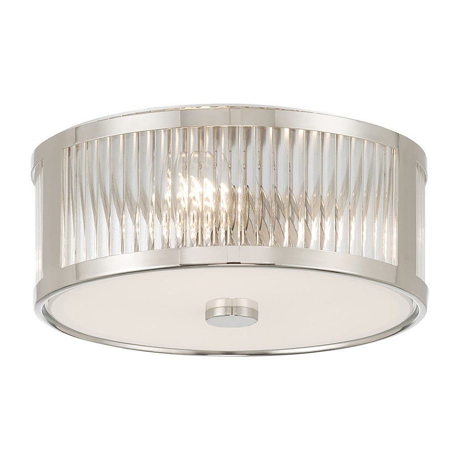 Millennium Lighting Ardezia 3Lt Flush Mount, Nickel/Clear Ribbed - 23203-PN