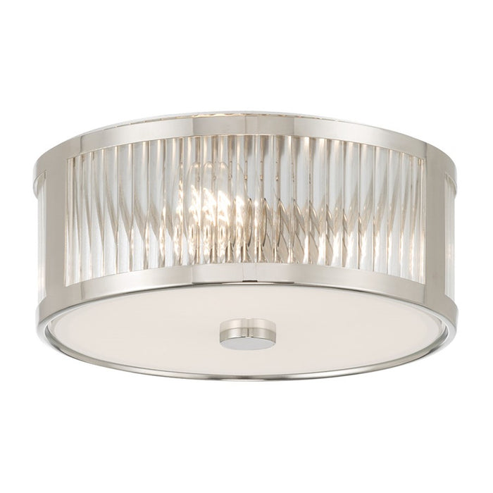 Millennium Lighting Ardezia 3Lt Flush Mount, Nickel/Clear Ribbed
