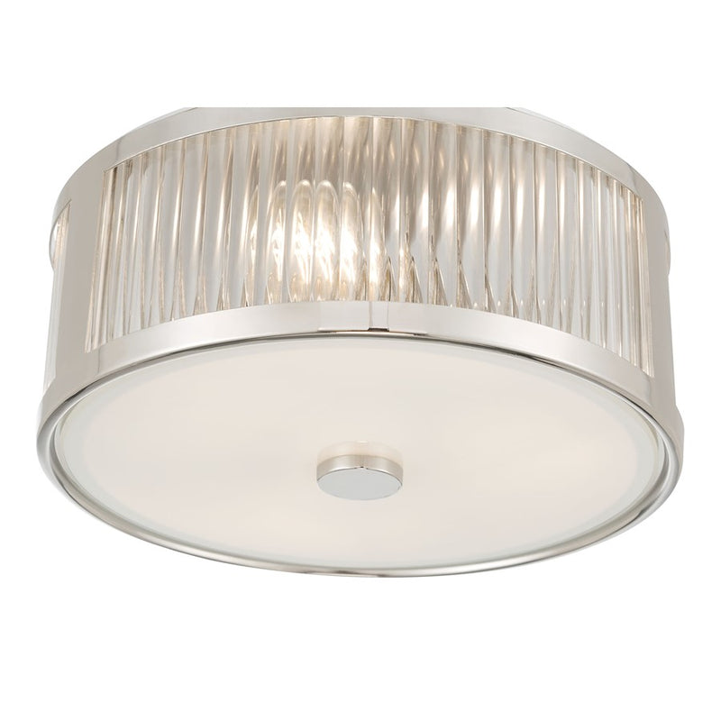 Millennium Lighting Ardezia 3Lt Flush Mount, Nickel/Clear Ribbed