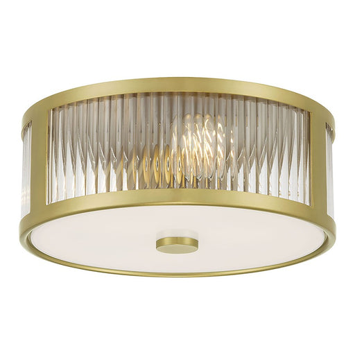 Millennium Lighting Ardezia 3Lt Flush Mount, Brass/Clear Ribbed - 23203-VB