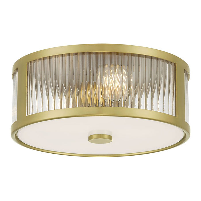 Millennium Lighting Ardezia 3Lt Flush Mount, Brass/Clear Ribbed - 23203-VB