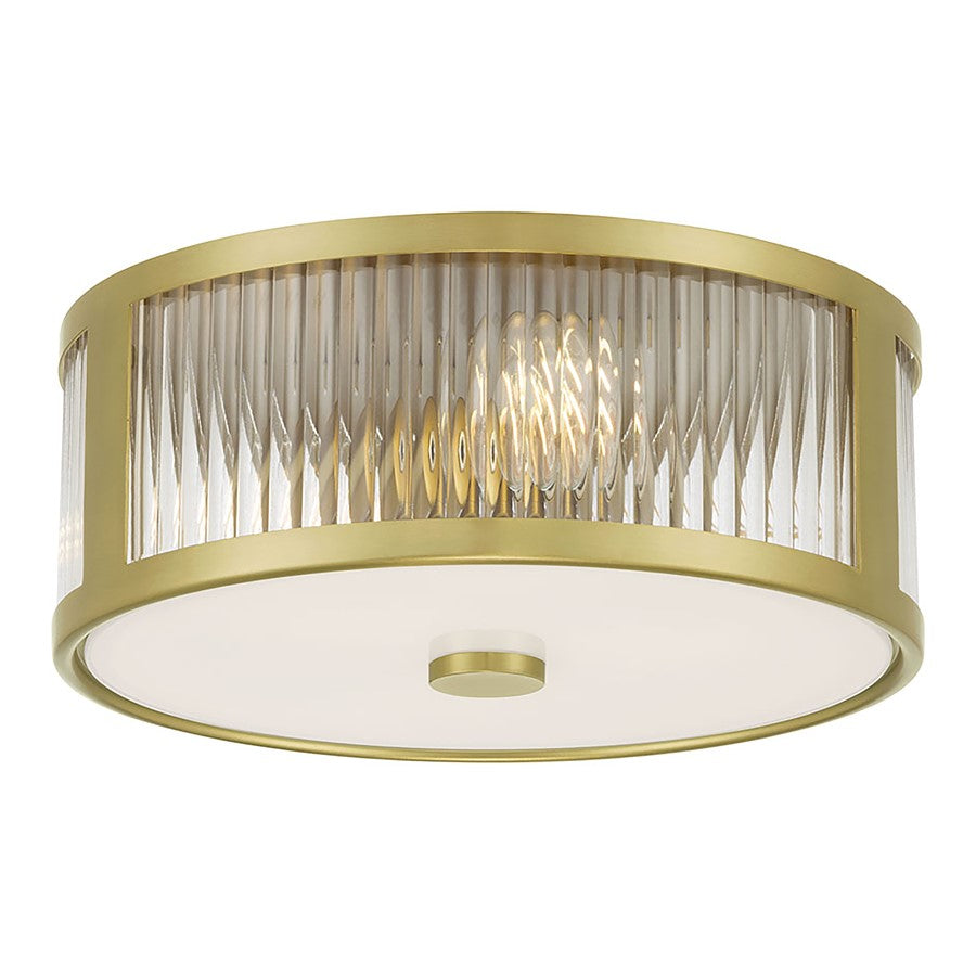 Millennium Lighting Ardezia 3Lt Flush Mount, Brass/Clear Ribbed - 23203-VB