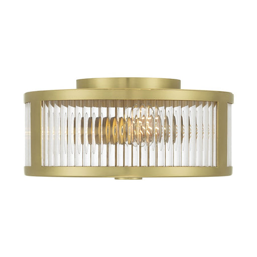 Millennium Lighting Ardezia 3Lt Flush Mount, Brass/Clear Ribbed