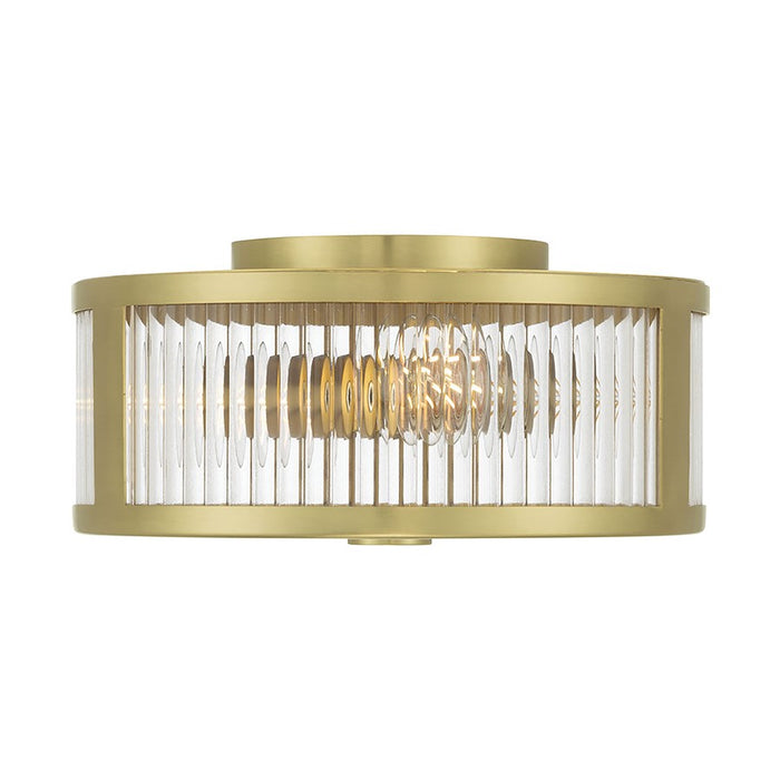 Millennium Lighting Ardezia 3Lt Flush Mount, Brass/Clear Ribbed