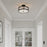 Millennium Ardezia 3Lt Semi Flush Mount, Black/Clear Ribbed