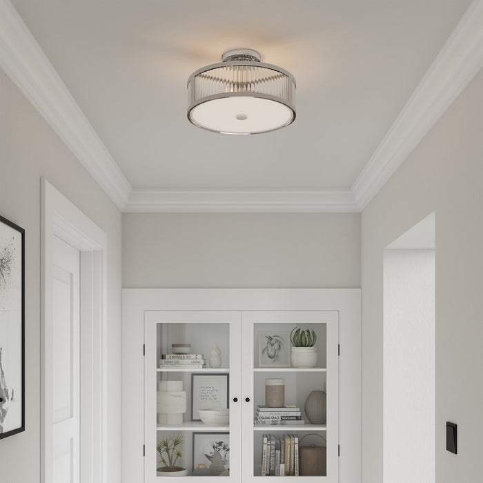 Millennium Ardezia 3Lt Semi Flush Mount, Nickel/Clear Ribbed